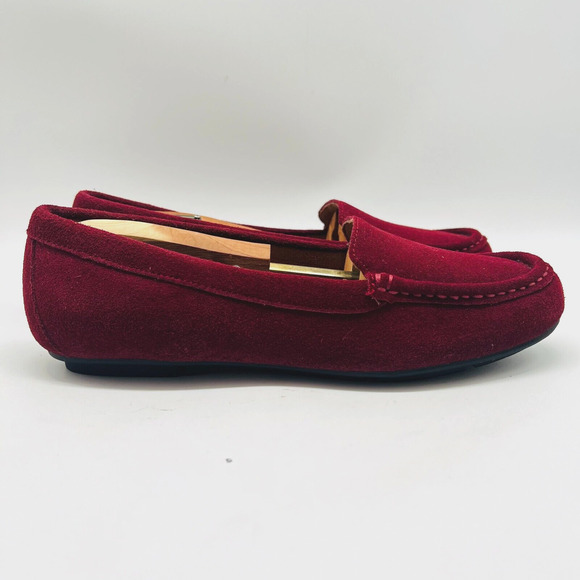 Vionic Shoes - Vionic Shoes Womens 8 Debbie Slip On Loafers Red Suede Casual Comfort Round Toe